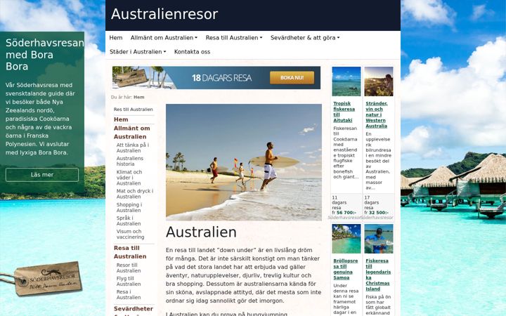 Screenshot von australienresor.nu