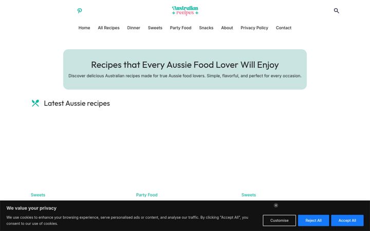 Screenshot of austrecipes.com