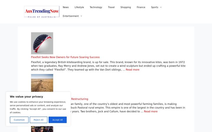 Screenshot of austrendingnow.com.au