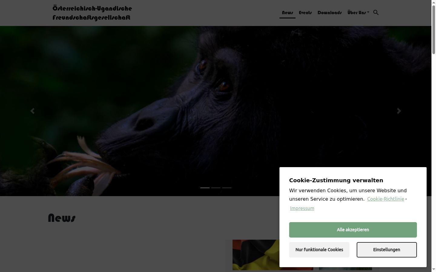 Screenshot des Einwilligungsbanners vor jeglicher Interaktion