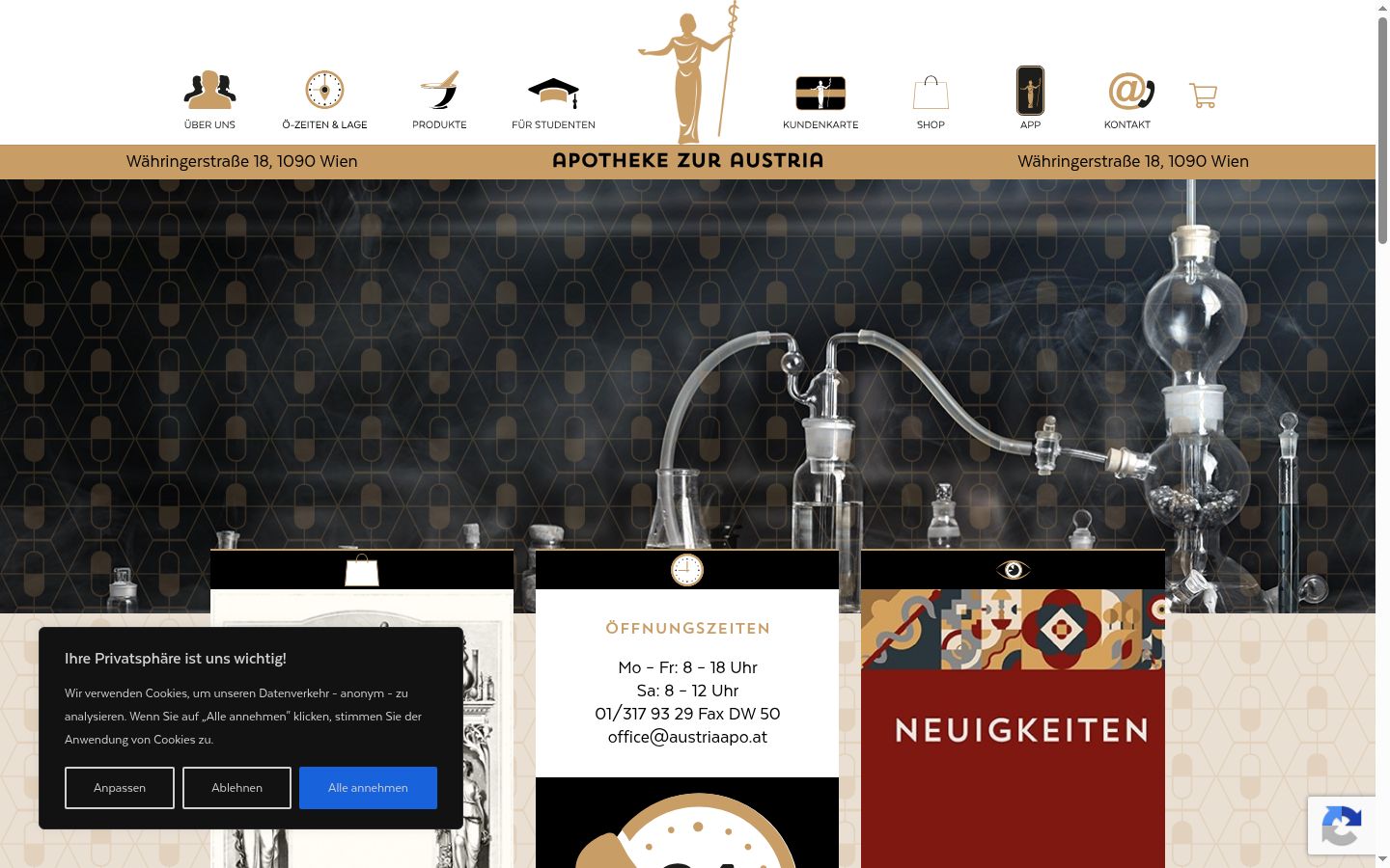 Screenshot des Einwilligungsbanners vor jeglicher Interaktion
