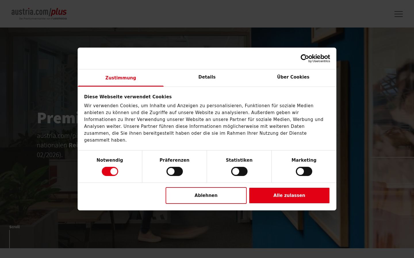 Screenshot of the consent banner shown before any interaction