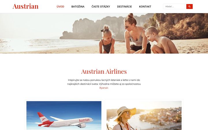 Screenshot von austrian-airlines.sk
