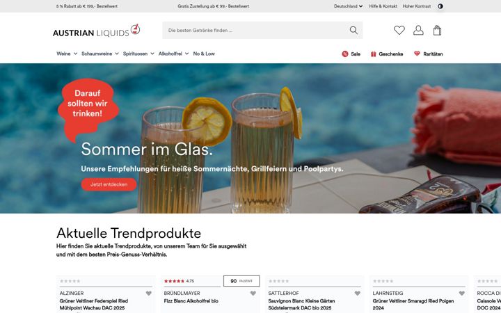 Posnetek zaslona austrianliquids.com