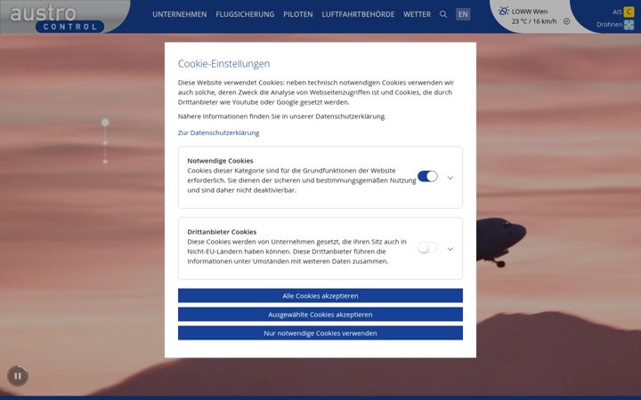 Screenshot di austrocontrol.at