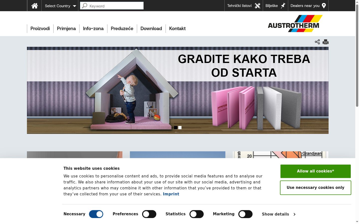 Snímka obrazovky banera súhlasu zobrazeného pred akoukoľvek interakciou
