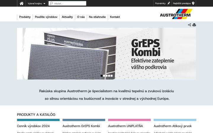 Kuvakaappaus sivustosta austrotherm.sk