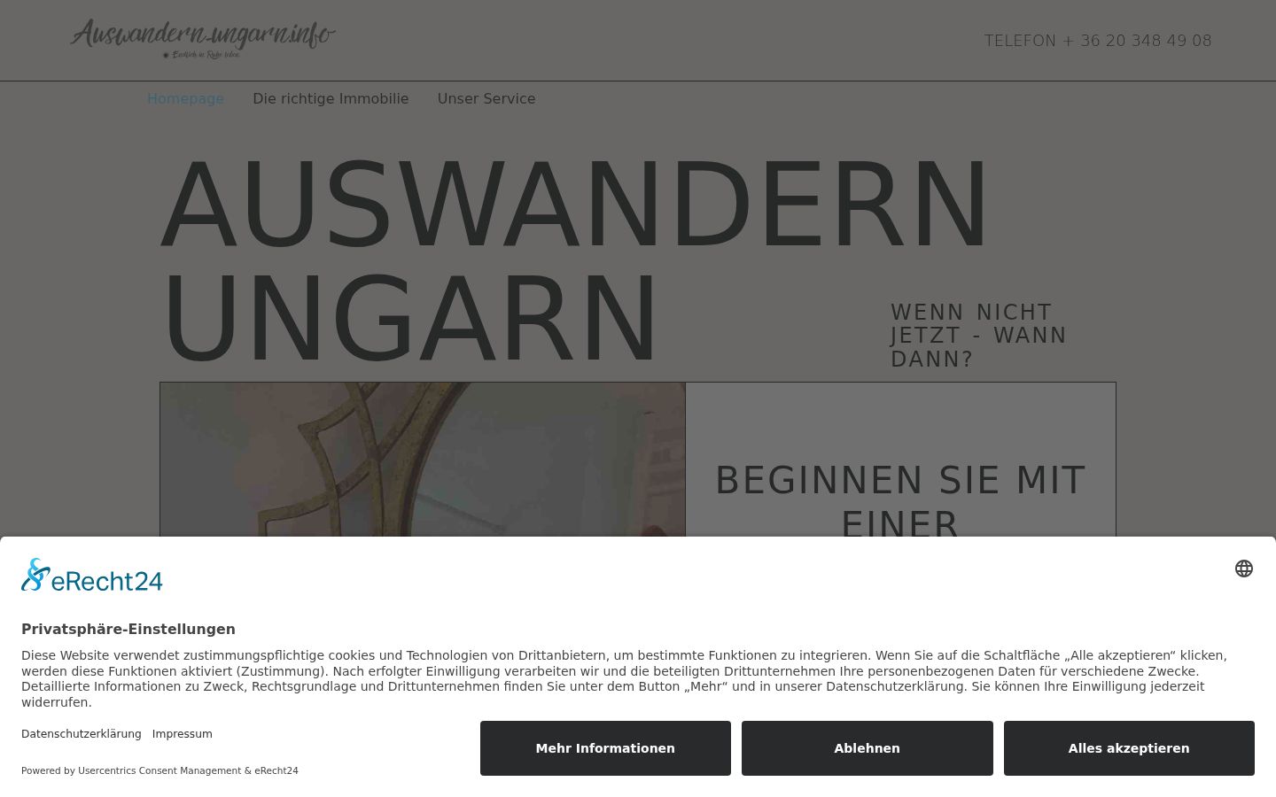 Screenshot des Einwilligungsbanners vor jeglicher Interaktion