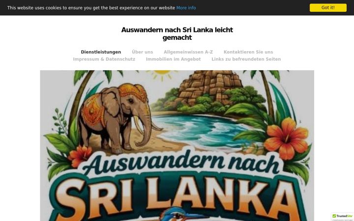Screenshot stránky auswandernnachsrilanka.com