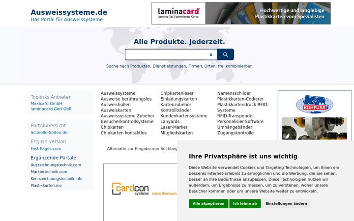 Screenshot of ausweissysteme.de