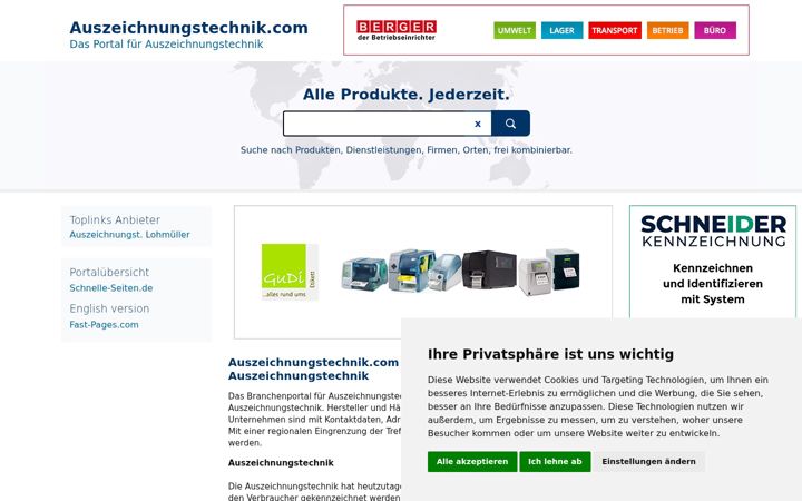 Screenshot of auszeichnungstechnik.com