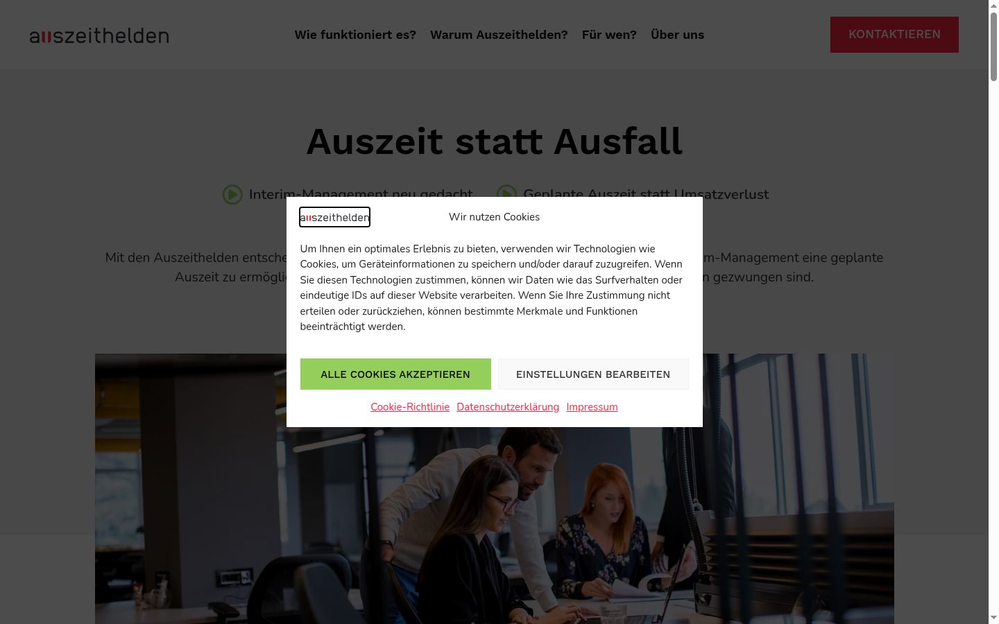 Screenshot van de toestemmingsbanner zoals getoond vóór enige interactie