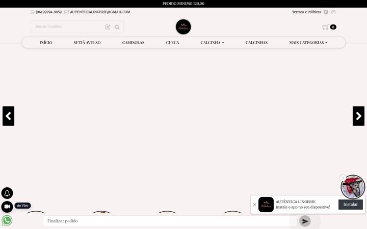 Screenshot of autenticalingerieatacado.com.br
