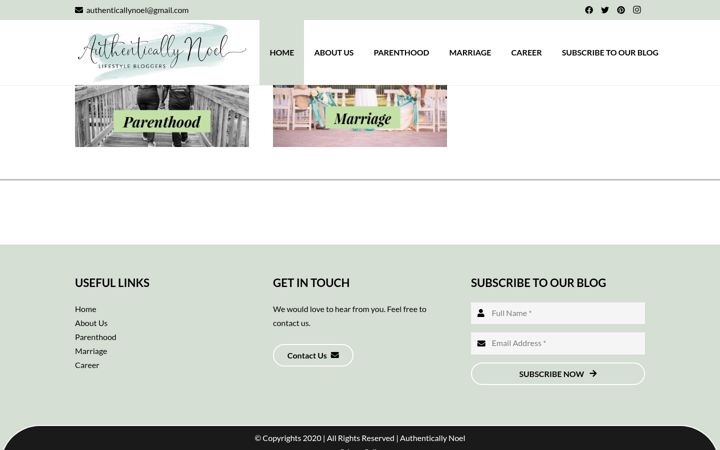 Screenshot of authenticallynoel.com