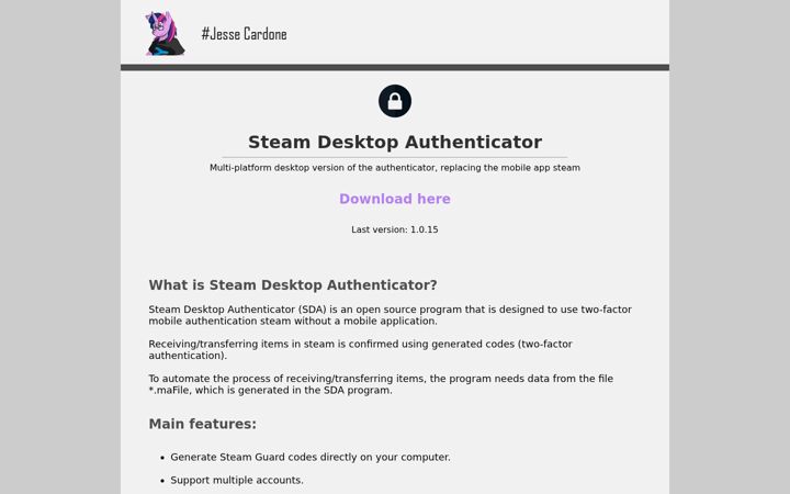 Screenshot of authenticatorsteamdesktop.com