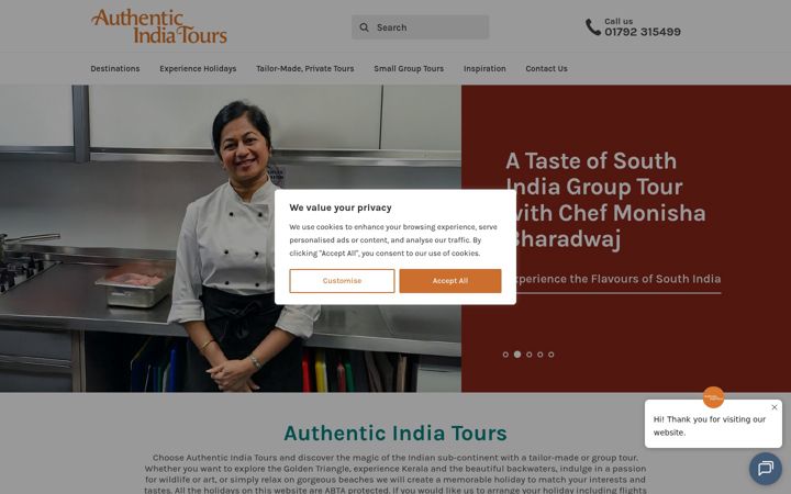 Screenshot von authenticindiatours.com