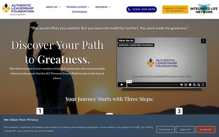 Screenshot of authenticleadershipfoundation.org