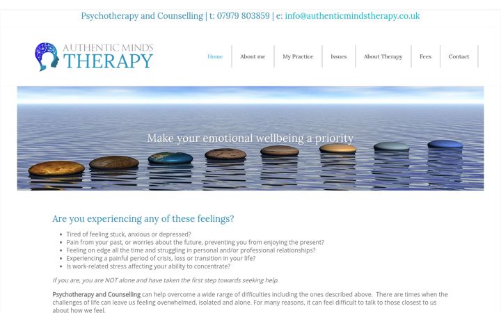 Screenshot von authenticmindstherapy.co.uk