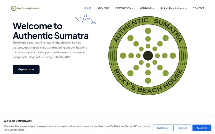 Skærmbillede af authenticsumatra.org