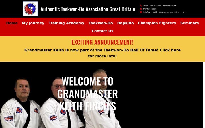 Screenshot of authentictaekwondoassociation.co.uk