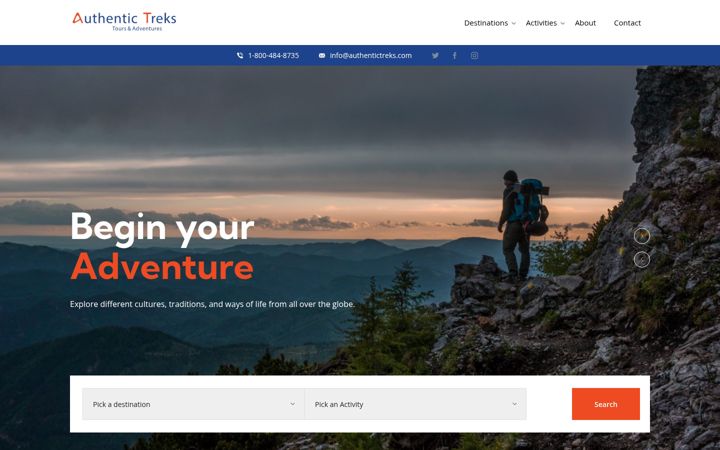 Skjámynd af authentictreks.com
