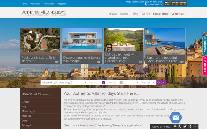 Skærmbillede af authenticvillaholidays.com