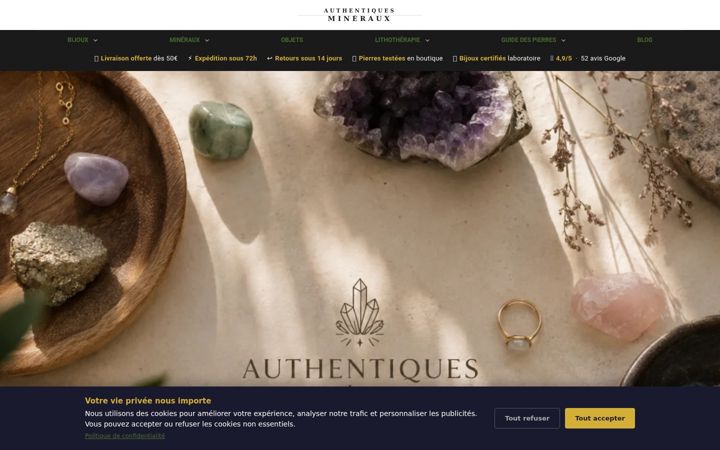 Skärmbild av authentiques-mineraux.fr
