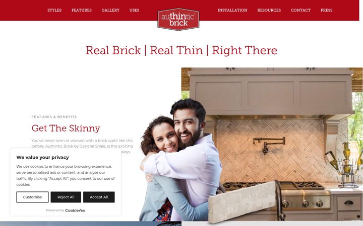 Screenshot of authinticbrick.com