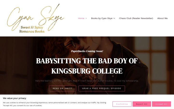 Screenshot of authorcyanskye.com