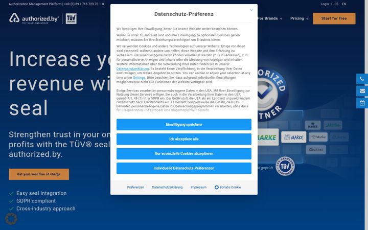 Screenshot von authorized.by
