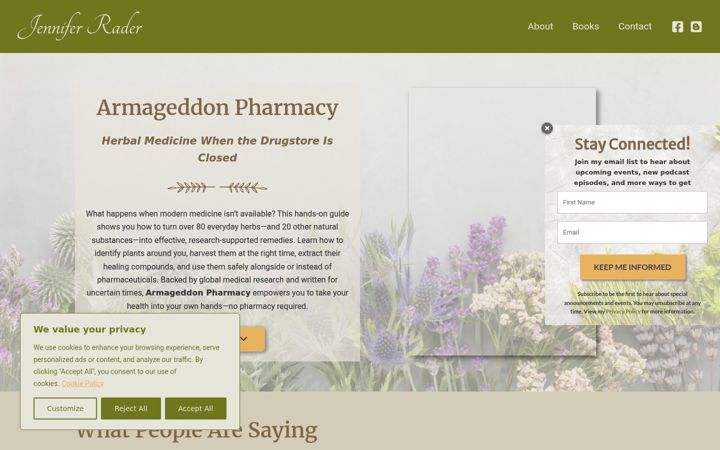 Screenshot of authorjenniferrader.com