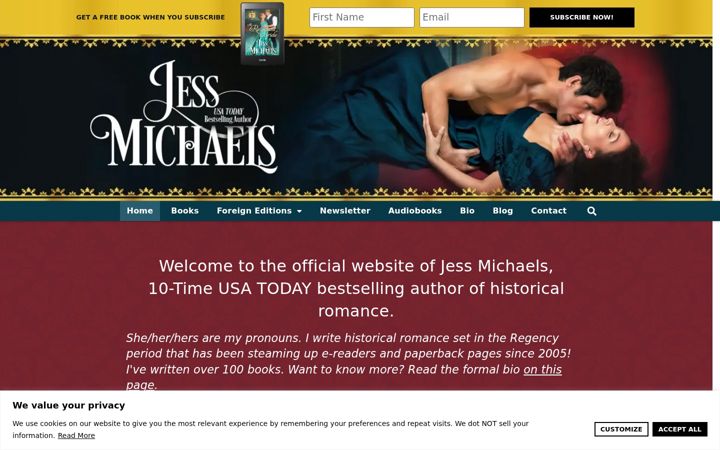 Screenshot of authorjessmichaels.com