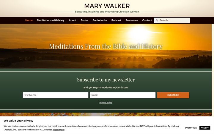 Screenshot of authormarywalker.com