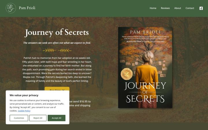 Screenshot of authorpamfrioli.com