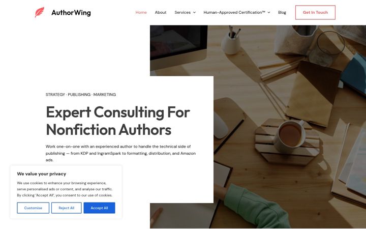 Екранна снимка на authorwing.com