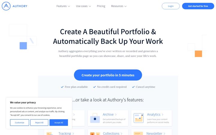 Screenshot of authory.com