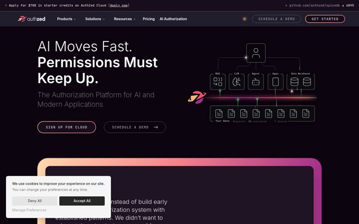 Screenshot of authzed.com