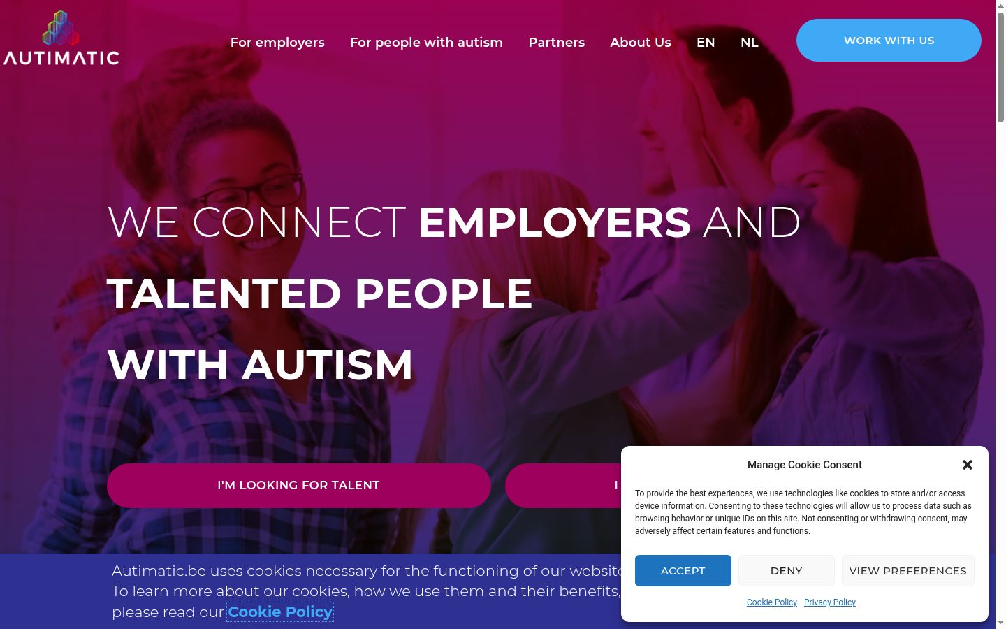 Screenshot of the consent banner shown before any interaction