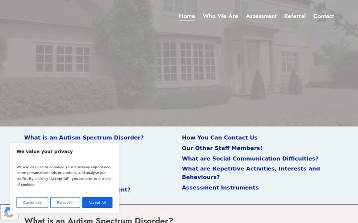 Screenshot of autism-diagnostic-service.co.uk
