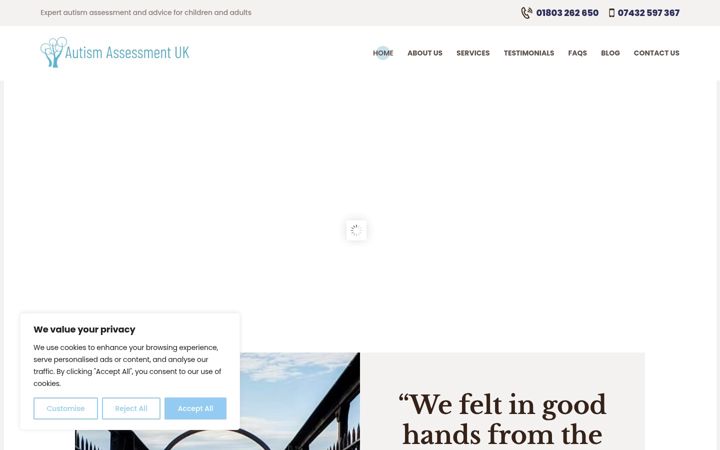 Screenshot of autismassessmentuk.com