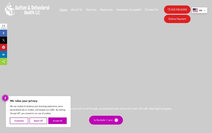 Screenshot of autismbehavioralhealths.com
