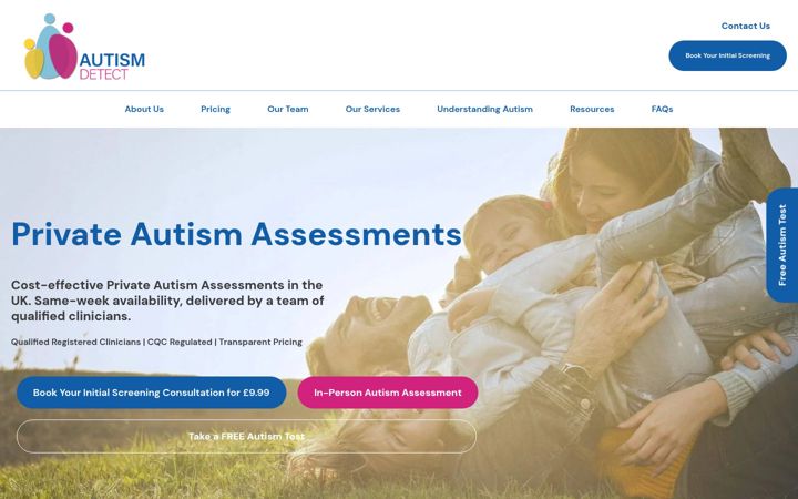 Screenshot of autismdetect.co.uk