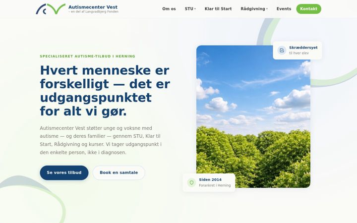 Screenshot of autismecentervest.dk