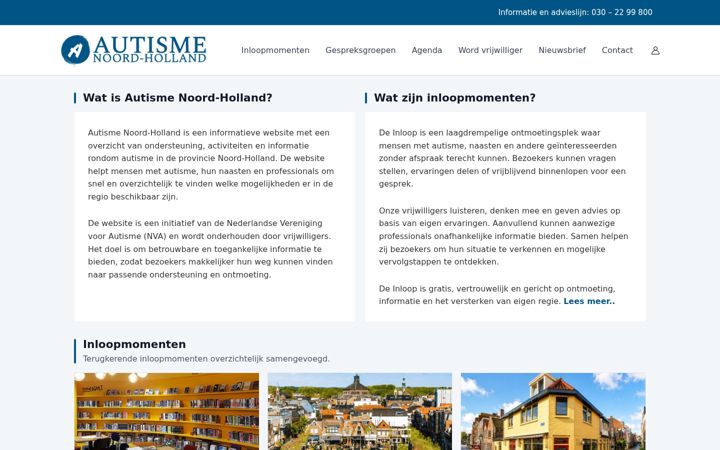 Captura de pantalla de autismenoordholland.nl