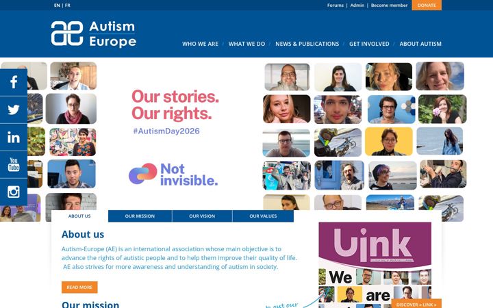 Ekraanipilt saidist autismeurope.org