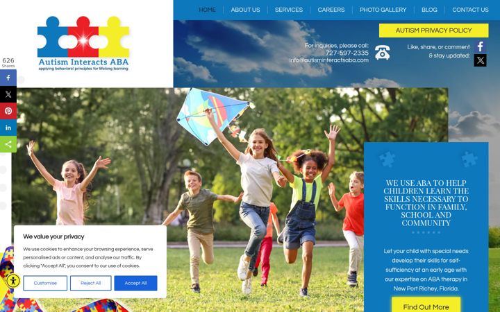 Screenshot of autisminteractsaba.com