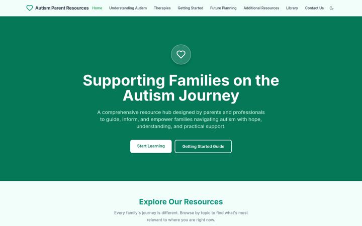 Screenshot of autismparentresources.org
