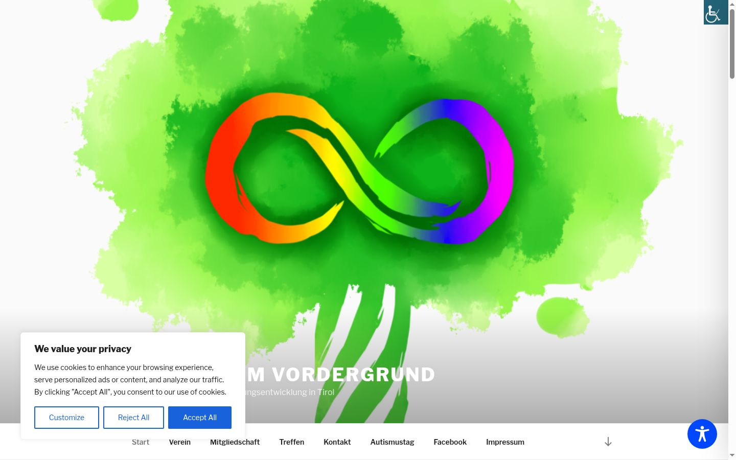 Screenshot del banner di consenso mostrato prima di qualsiasi interazione