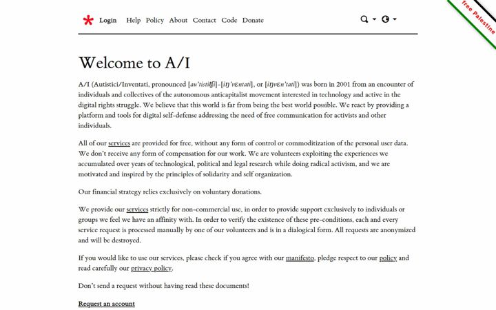 Snímek obrazovky autistici.org