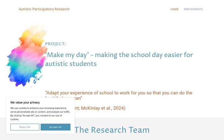 Screenshot of autisticparticipatoryresearch.uk